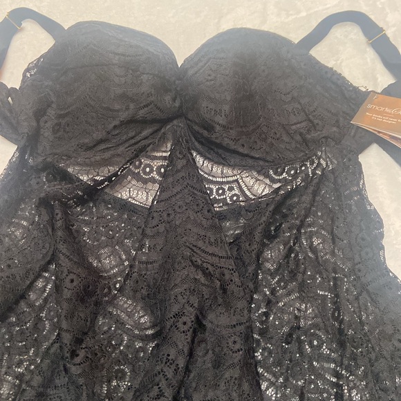 SMART & SEXY SWIM Size 40D NWT Bathing Suit Top Black Lace Beautiful - Picture 3 of 11